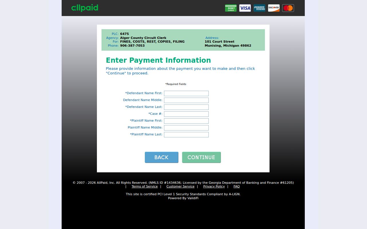Alger civil court docket circuit payment page