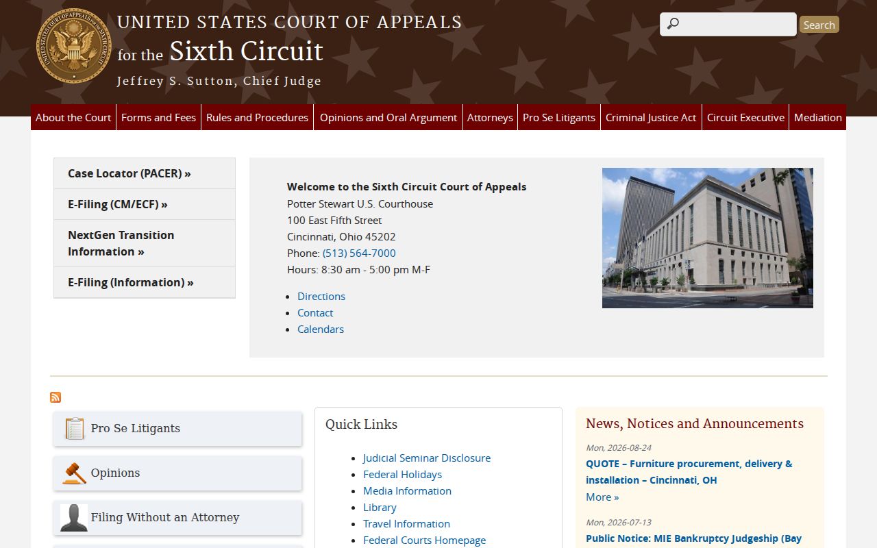 Alger civil court docket Sixth Circuit records source