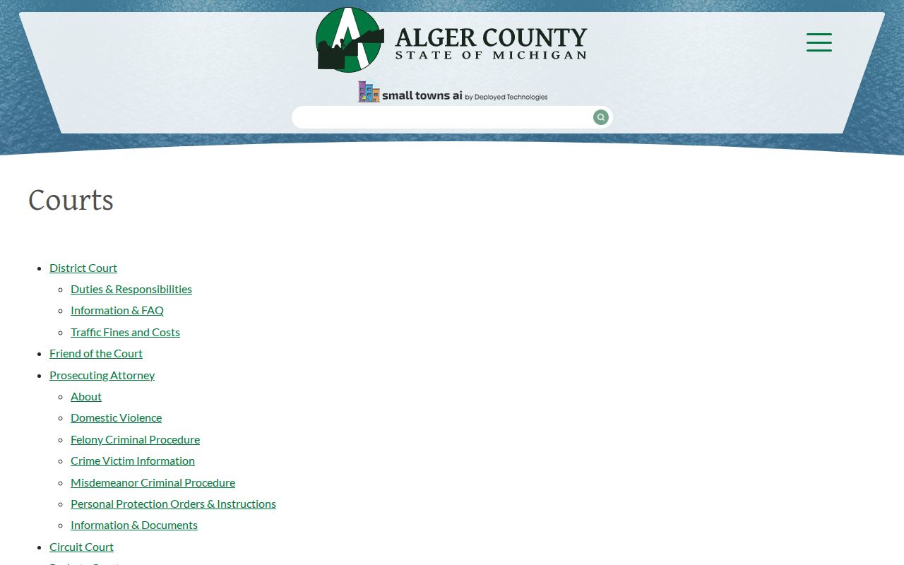 Alger County court docket court family navigation